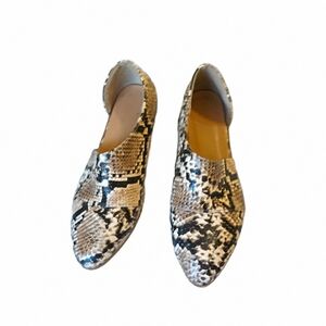 Faux Snakeskin Pointed Toe Slip-On Flats